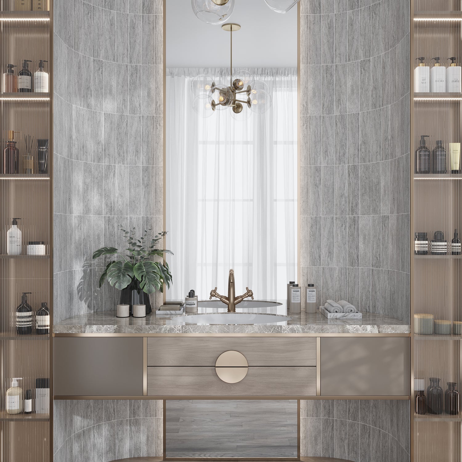 Gray 3x12 Textured Limestone Etched Linear Wave Elongated Subway Tile (5 sq ft/case, 20-Pack)