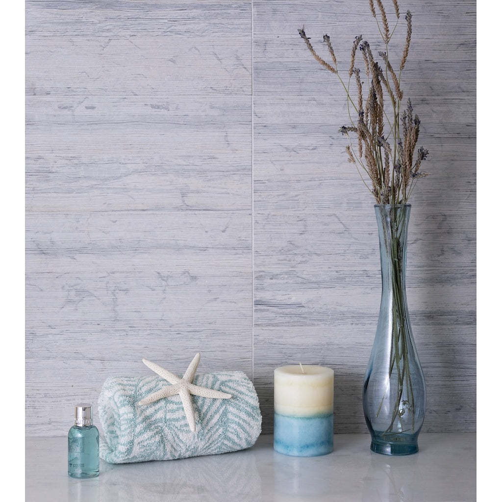 Sample - Gray 3x12 Textured Limestone Etched Linear Wave Elongated Subway Tile (5 sq ft/case, 20-Pack)