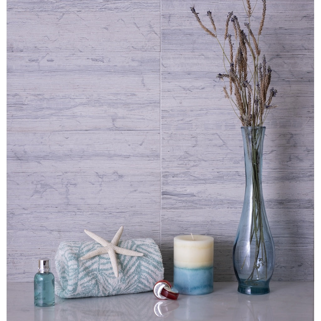 Sample - Gray 3x12 Textured Limestone Etched Linear Wave Elongated Subway Tile (5 sq ft/case, 20-Pack)