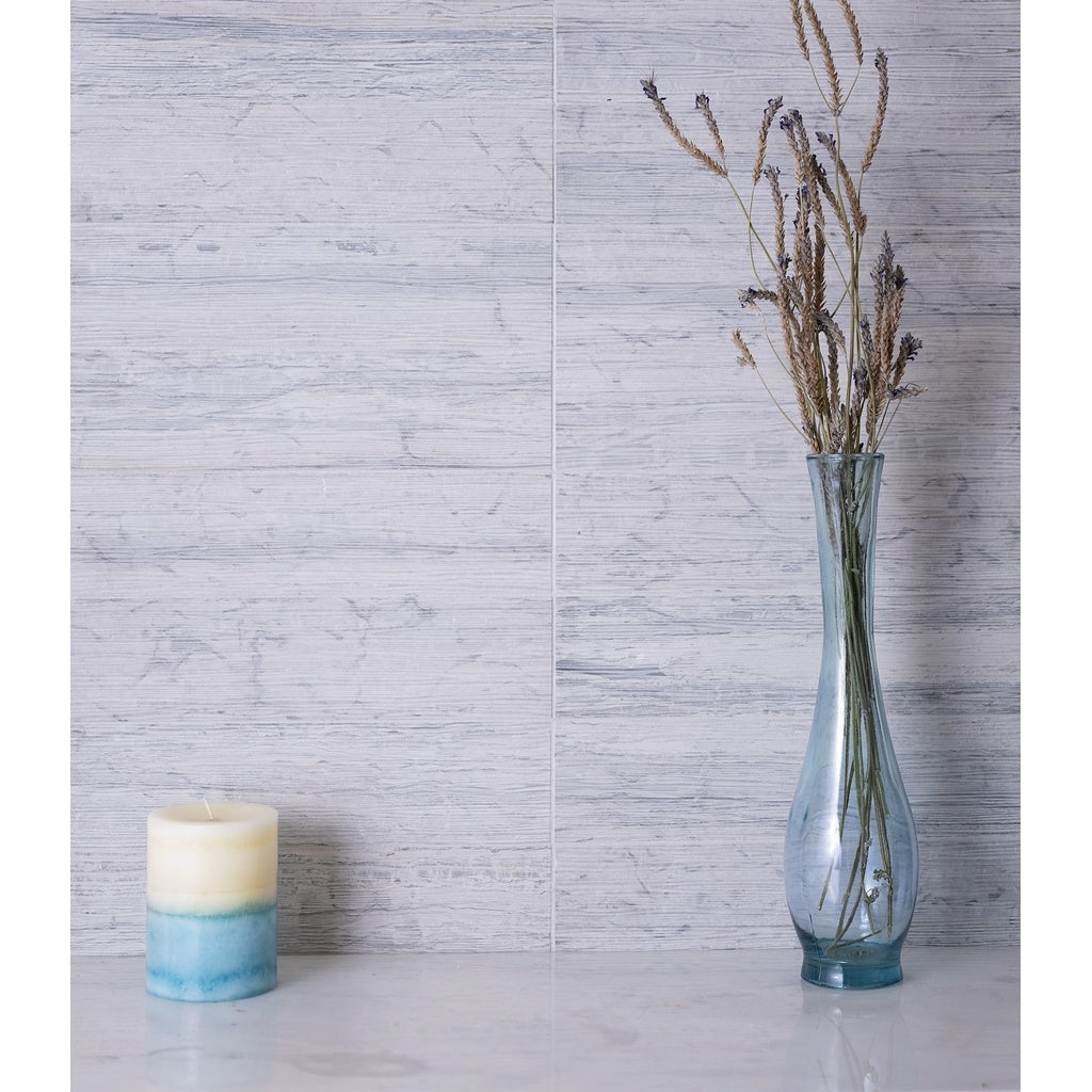 Sample - Gray 3x12 Textured Limestone Etched Linear Wave Elongated Subway Tile (5 sq ft/case, 20-Pack)