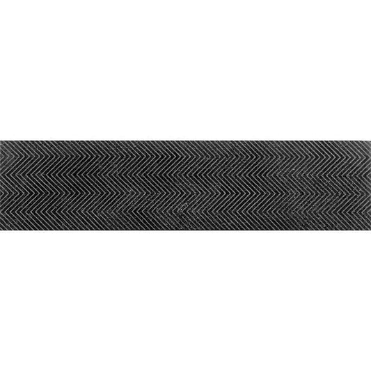 Eastern Black 3x12 Textured Etched Chevron Elongated Subway Tile (5 sq ft/case, 20-Pack)