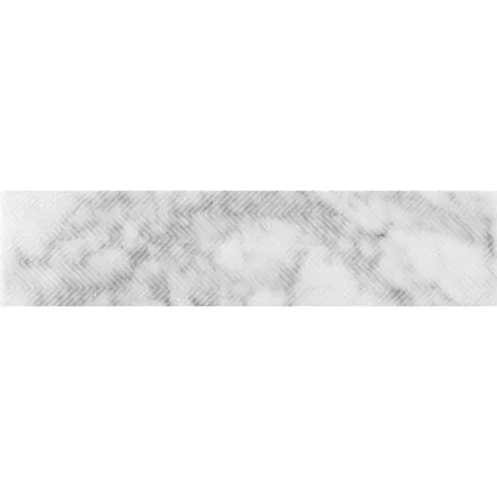 White 3x12 Textured Bianco Carrara Etched Chevron Elongated Subway Tile (5 sq ft/case, 20-Pack)