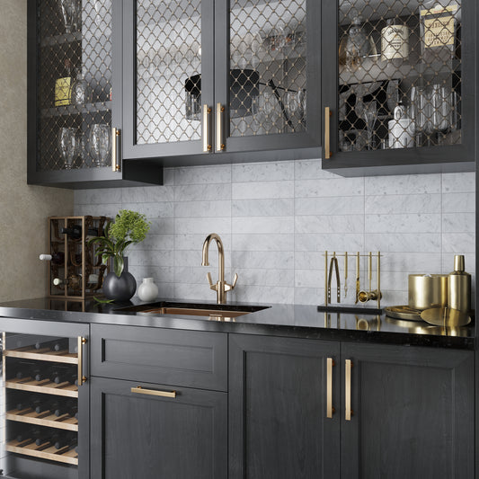 White 3x12 Textured Bianco Carrara Etched Chevron Elongated Subway Tile (5 sq ft/case, 20-Pack)