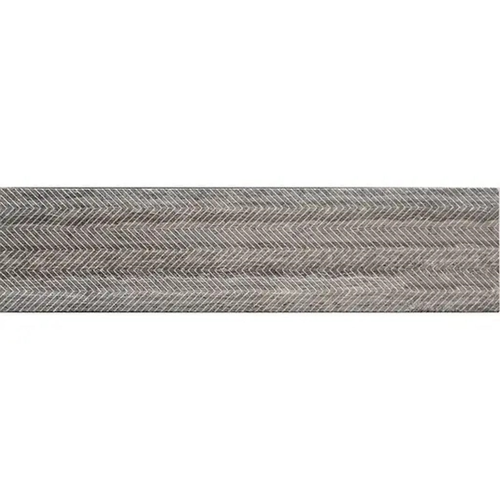 Sample - Wooden Grey 3x12 Textured Etched Chevron Elongated Subway Tile (5 sq ft/case, 20-Pack)