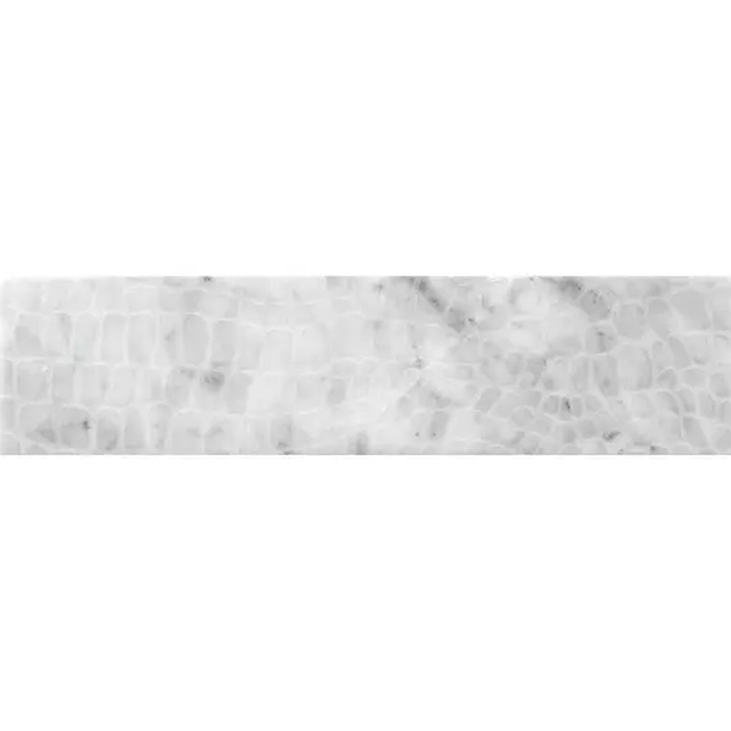 White 3x12 Textured Bianco Carrara Etched Reptille Elongated Subway Tile (5 sq ft/case, 20-Pack)