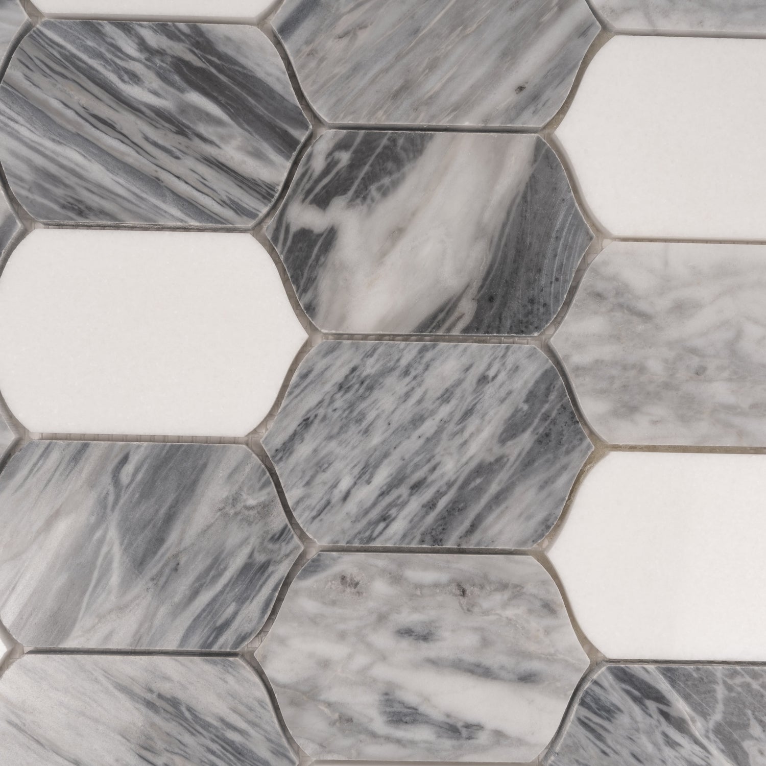 Sample - Calacatta Bluette, Thassos White 13x12 Polished Picket Lantern Mosaic Tile (5.59 sq ft/case, 5-Pack)