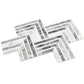 Calacatta Bluette and Thassos White polished chevron mosaic tile 13x16 inches with gray and white marble pattern
