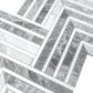 Polished Calacatta Bluette and Thassos White chevron mosaic tile 13x16 inches with varied gray veining
