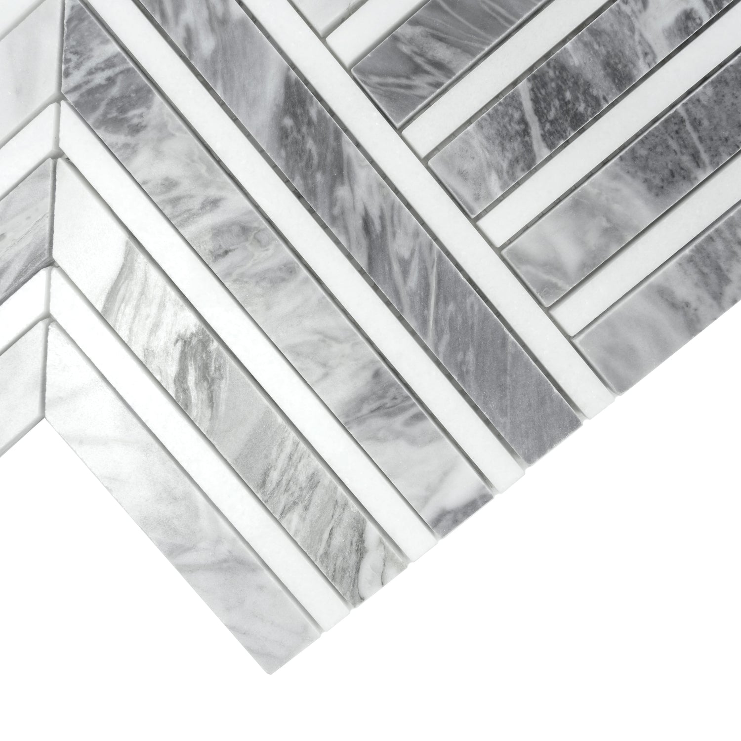 Sample - Calacatta Bluette, Thassos White 13x16 Polished Chevron Mosaic Tile (7.24 sq ft/case, 5-Pack)