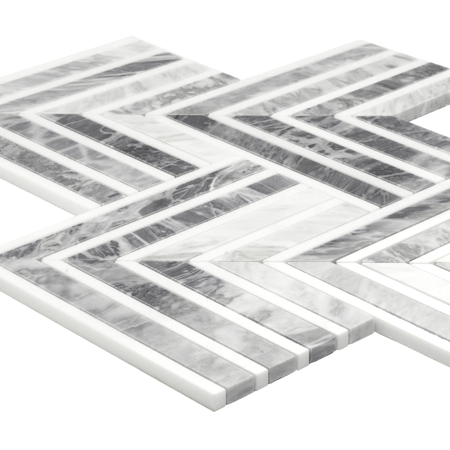 Sample - Calacatta Bluette, Thassos White 13x16 Polished Chevron Mosaic Tile (7.24 sq ft/case, 5-Pack)