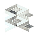 Calacatta Bluette and Thassos White 12x12 polished diamond mosaic tile with geometric pattern