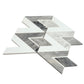 calacatta bluette and thassos white polished diamond mosaic tile with grey and white marble patterns