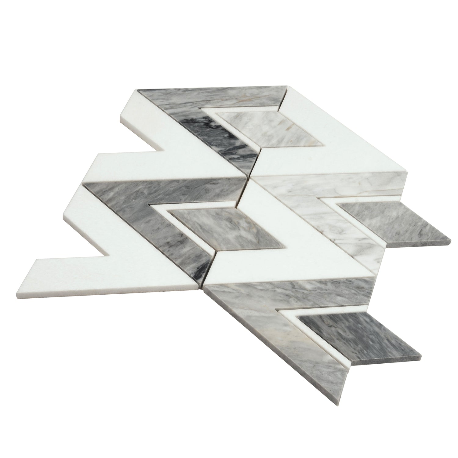 Sample - Calacatta Bluette, Thassos White 12x12 Polished Diamond Mosaic Tile (4.65 sq ft/case, 5-Pack)