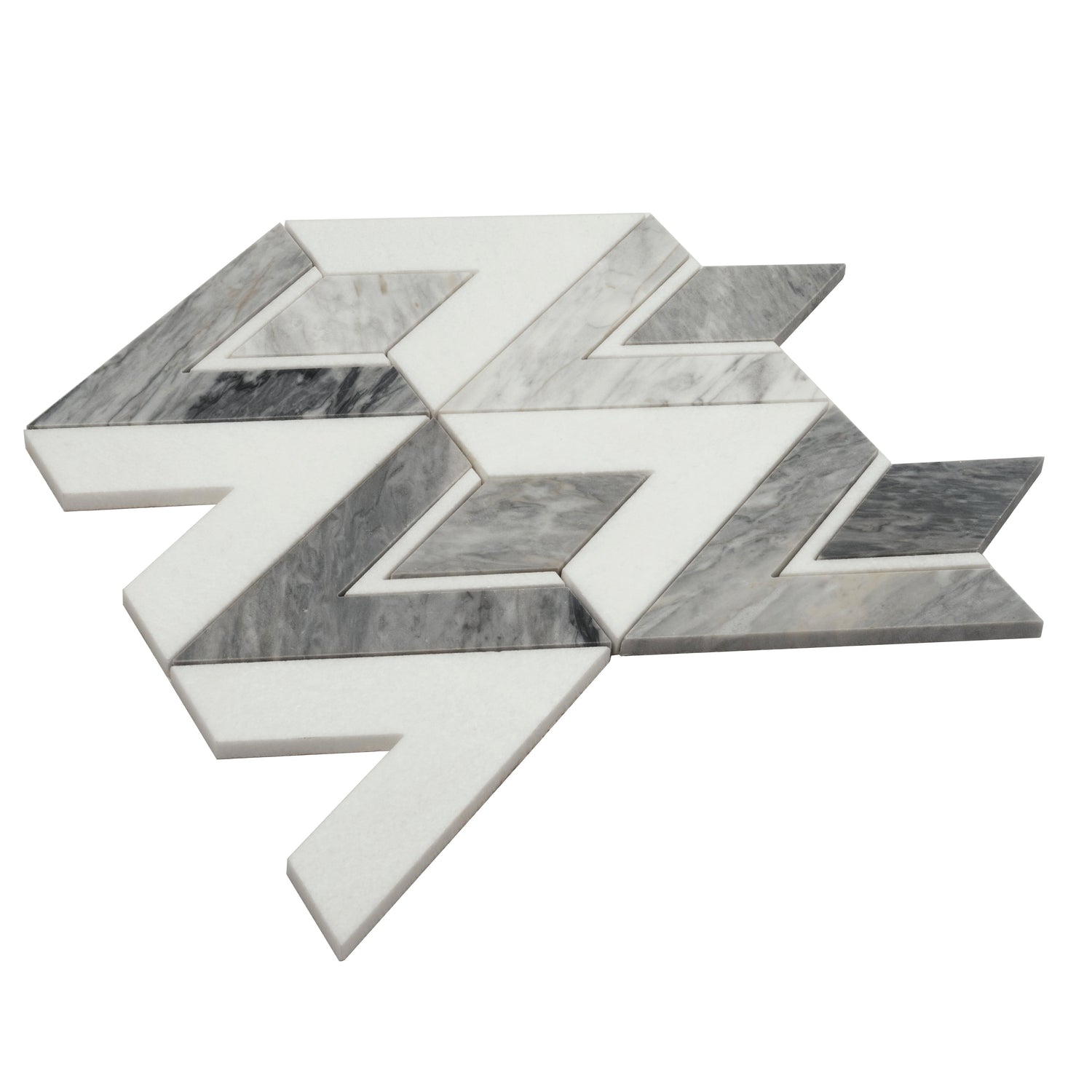 Sample - Calacatta Bluette, Thassos White 12x12 Polished Diamond Mosaic Tile (4.65 sq ft/case, 5-Pack)