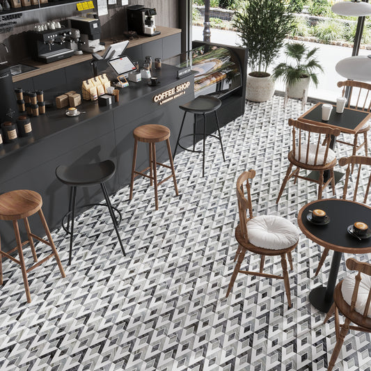 Calacatta Bluette, Thassos White 12x12 Polished Diamond Mosaic Tile (4.65 sq ft/case, 5-Pack)