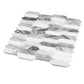 Calacatta Bluette and Thassos White polished picket mosaic tile with 12x12 inch sheet in natural marble finish