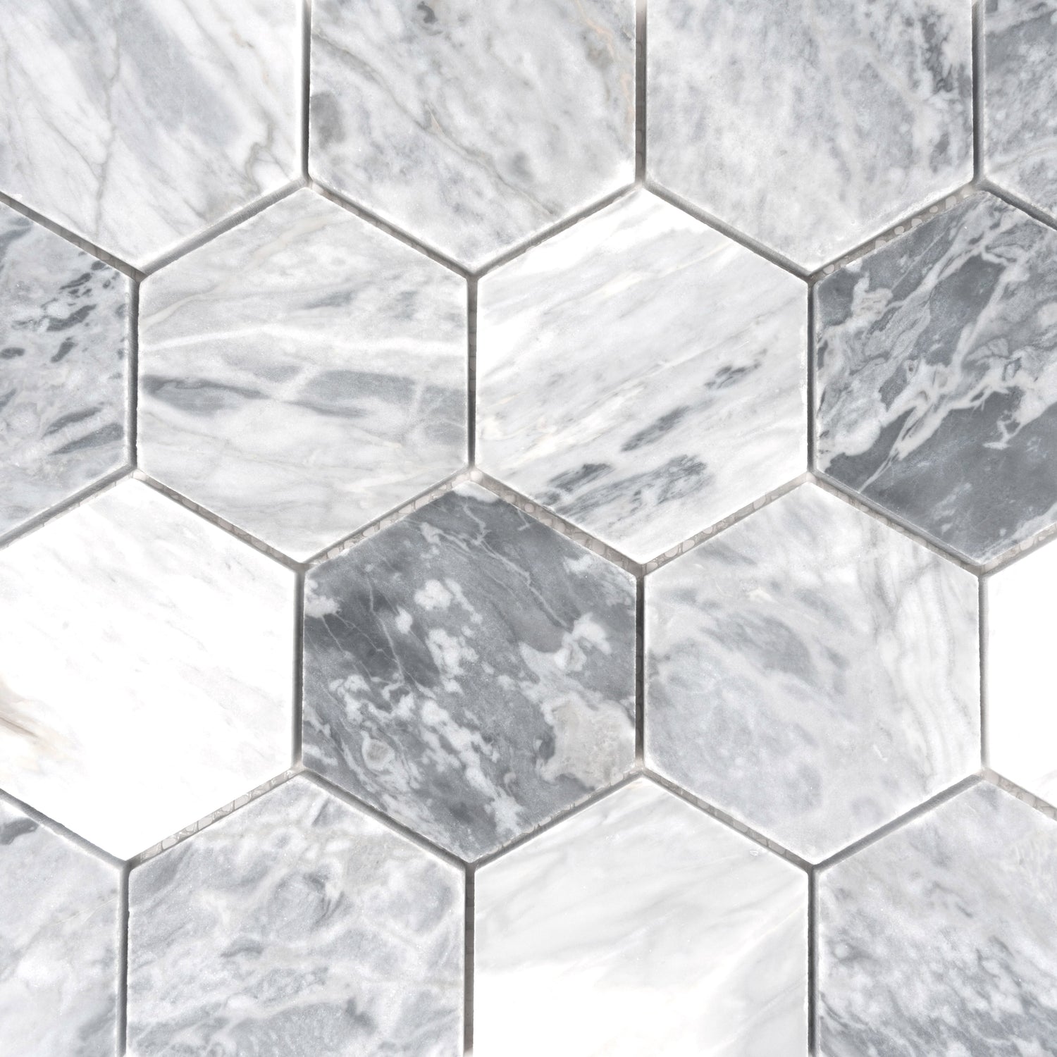 Sample - Light Gray 12x10 Honed Calacatta Bluette Hexagon Mosaic Tile (4.38 sq ft/case, 5-Pack)