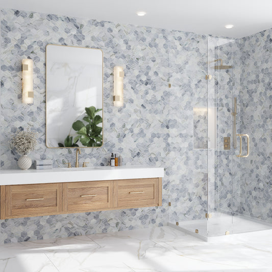 Light Gray 12x10 Honed Calacatta Bluette Hexagon Mosaic Tile (4.38 sq ft/case, 5-Pack)