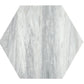 Light gray honed Calacatta Bluette hexagon tile with marble veining 10x10 inches