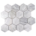Sample - Light Gray 12x10 Polished Calacatta Bluette Hexagon Mosaic Tile (4.38 sq ft/case, 5-Pack)
