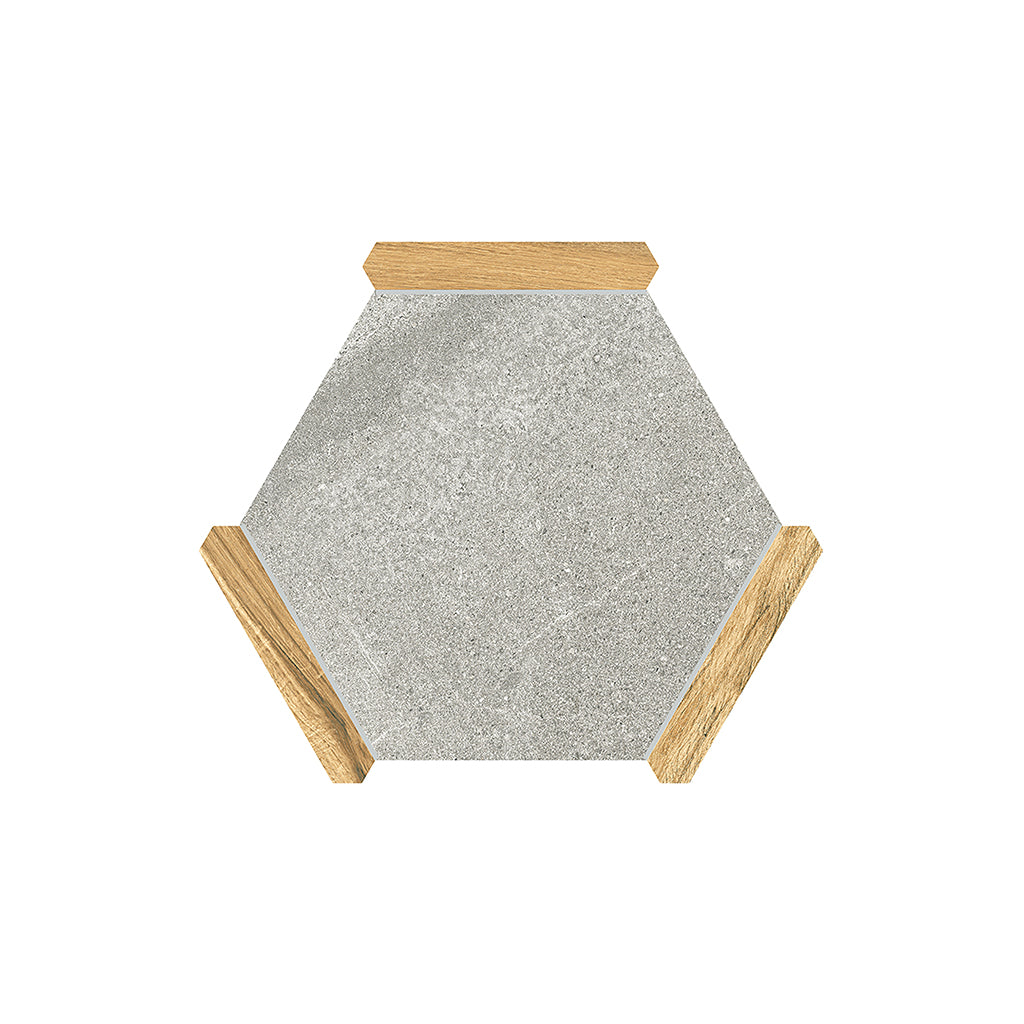 Aureole 8.66 in. x 9.84 in. Matte Cloud Gray and Brown Porcelain Hexagon Wall and Floor Tile (8.07 sq ft/case) - 18 Sheet