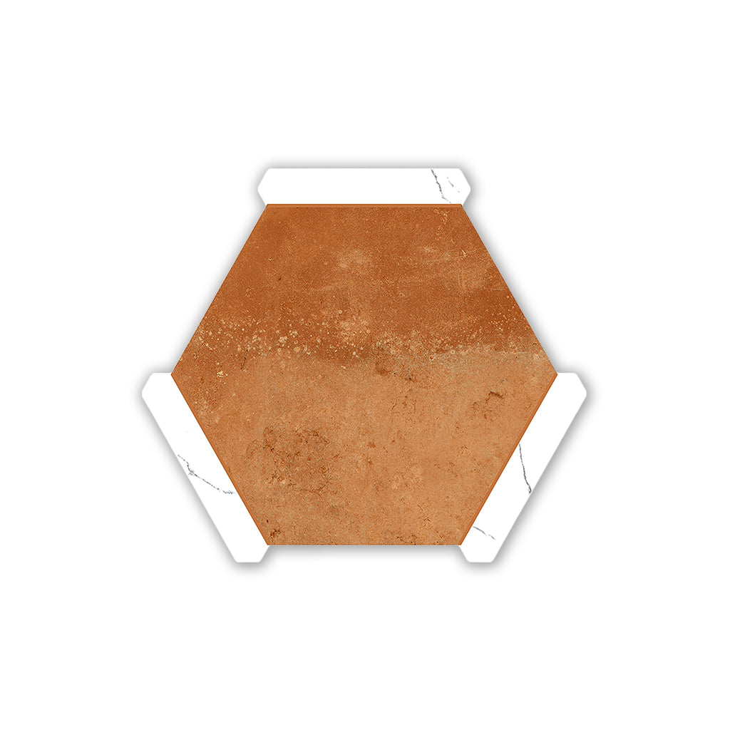 Aureole 8.66 in. x 9.84 in. Matte Terra Mauve and White Porcelain Hexagon Wall and Floor Tile (8.07 sq ft/case) - 18 Sheet