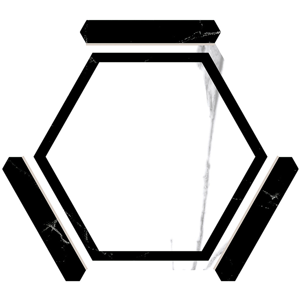 Aureole 8.66 in. x 9.84 in. Matte White and Black Porcelain Hexagon Wall and Floor Tile (8.07 sq ft/case) - 18 Sheet