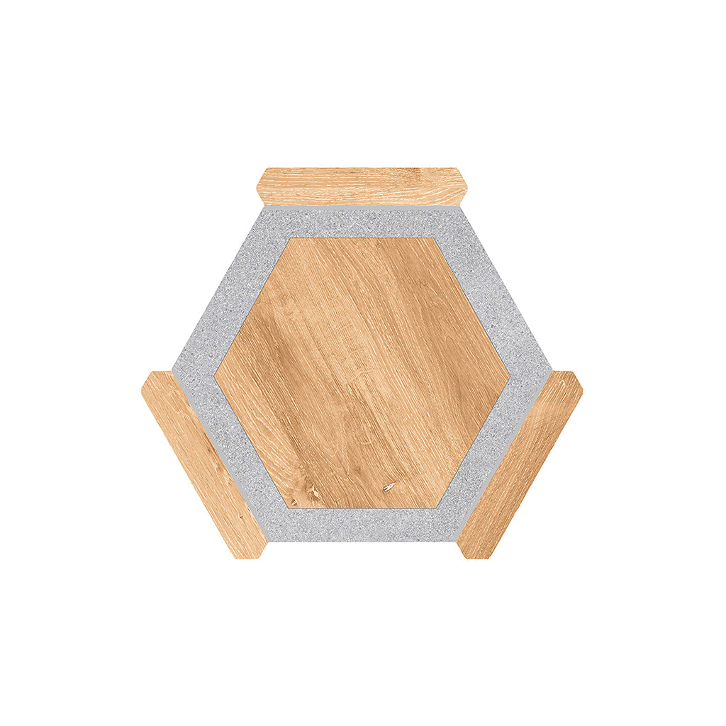 Aureole 8.66 in. x 9.84 in. Matte Oak wash and Gray Porcelain Hexagon Wall and Floor Tile (8.07 sq ft/case) - 18 Sheet