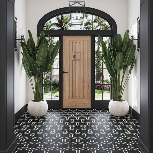 Aureole 8.66 in. x 9.84 in. Matte Black and White Porcelain Hexagon Wall and Floor Tile (8.07 sq ft/case) - 18 Sheet