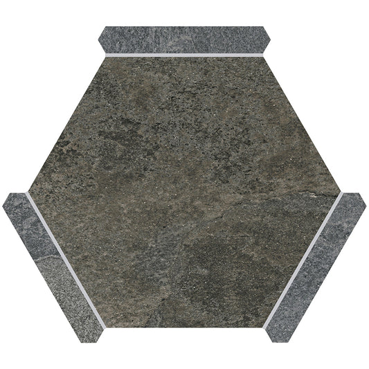 Burnt Umber Brown Gray 9x10 Matte Hexagon Porcelain Tile (18 pack, 8.07 sq ft/case) - Sample