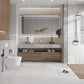 pure white 2x16 matte porcelain elongated subway tile installed in modern bathroom floor and wall