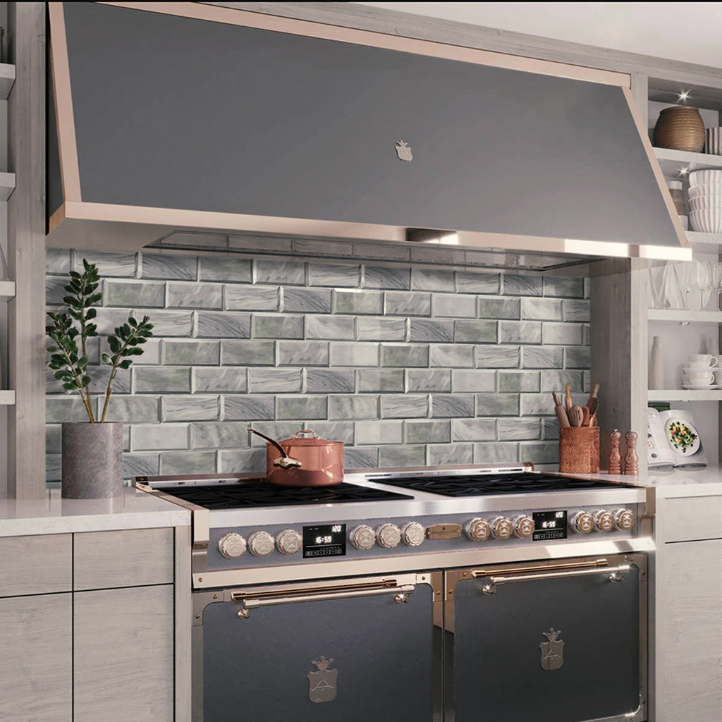 Gray Beveled Polished Marble Subway Tile