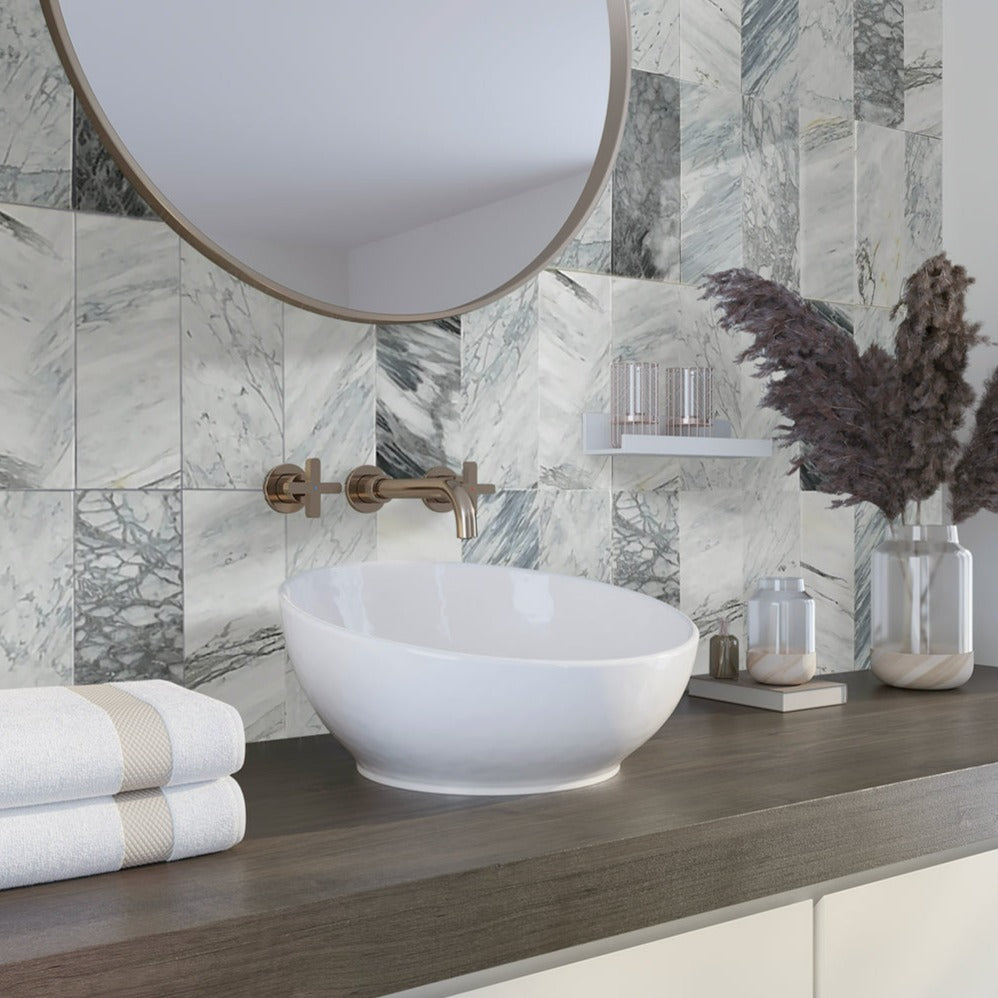 Gray 4x12 Polished Subway Marble Tile (15 pack, 5 sq ft/case) - Sample