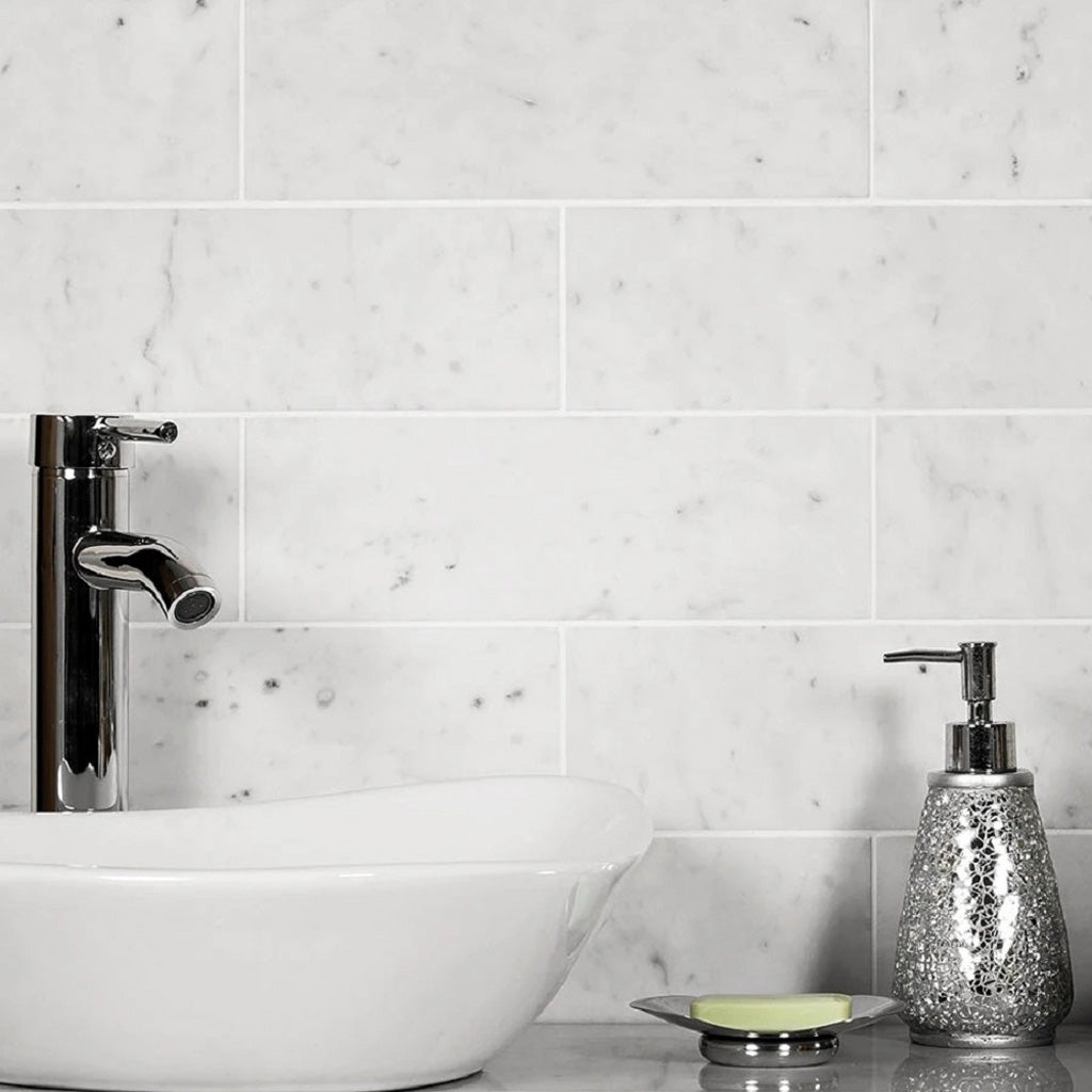 White 4x12 Subway Honed Marble Tile (15 pack, 5 sq ft/case) - Sample