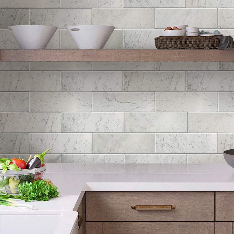 White 4x12 Subway Honed Marble Tile (15 pack, 5 sq ft/case) - Sample