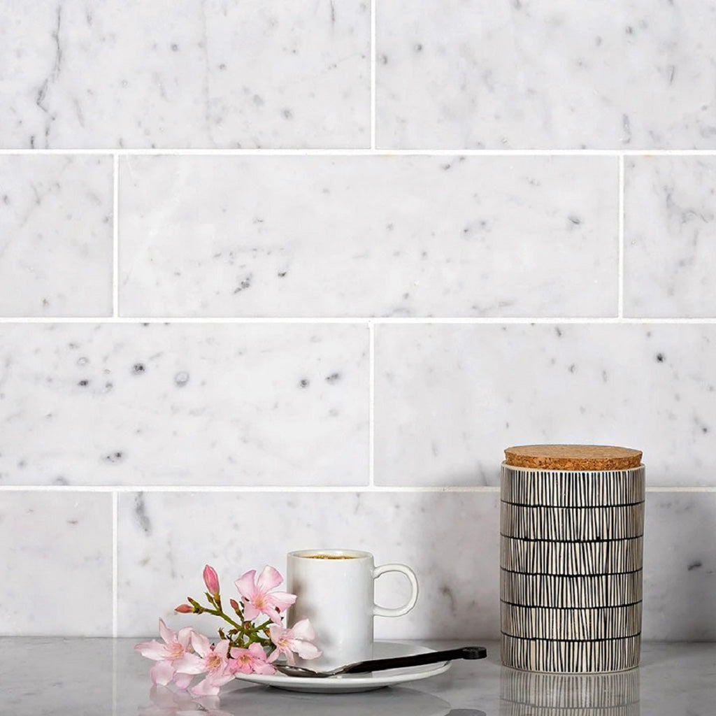 White 4x12 Subway Honed Marble Tile (15 pack, 5 sq ft/case) - Sample