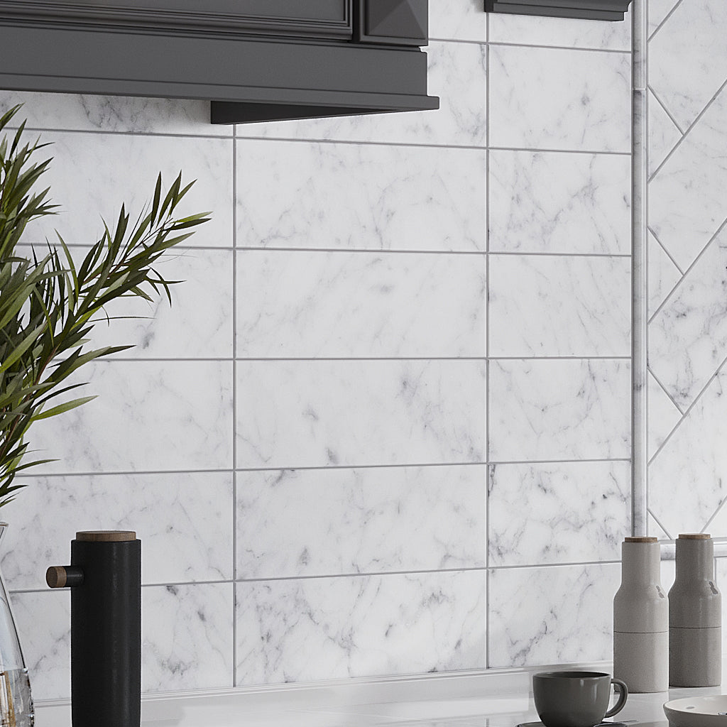 White 4x12 Subway Honed Marble Tile (15 pack, 5 sq ft/case)