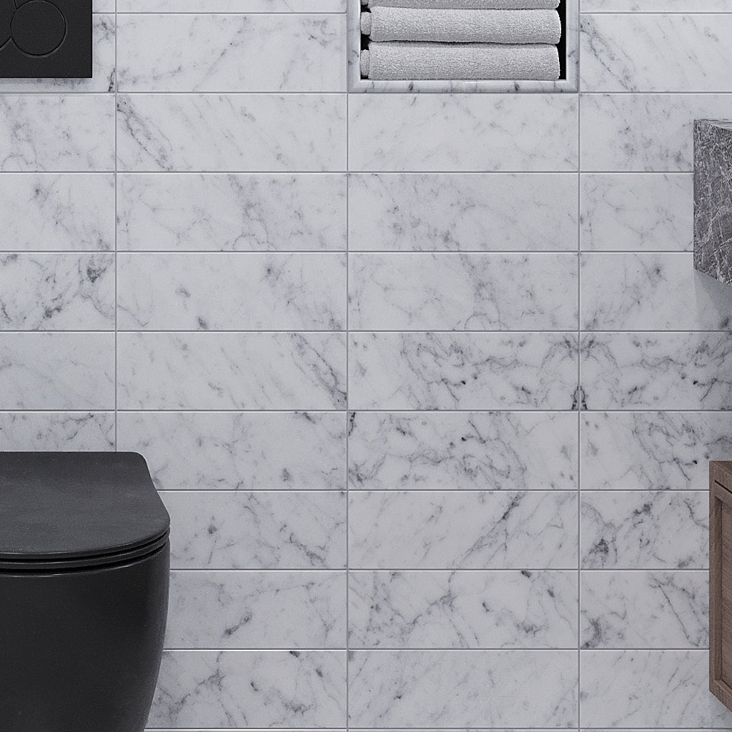 White 4x12 Subway Polished Marble Tile (15 pack, 5 sq ft/case)
