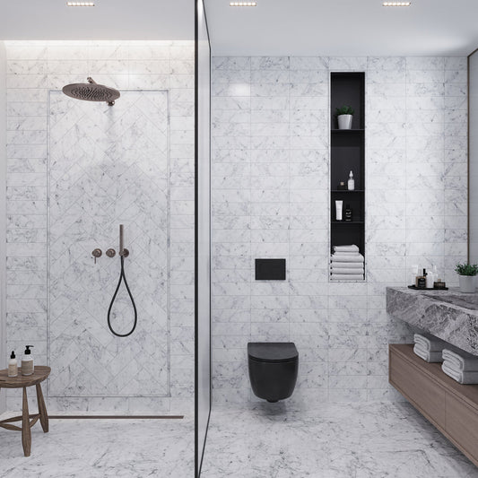 White 4x12 Subway Polished Marble Tile (15 pack, 5 sq ft/case) - Sample