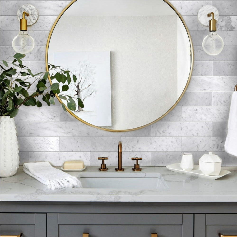 White 4x16 Honed Subway Marble Tile (10 pack, 4.44 sq ft/case) - Sample