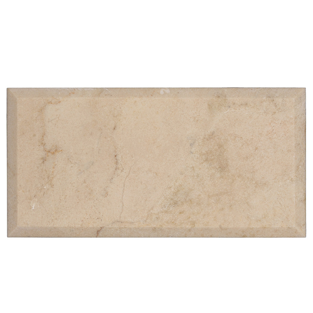 Beige 3x6 Polished Beveled Subway Marble Tile (40 pack, 5 sq ft/case) - Sample