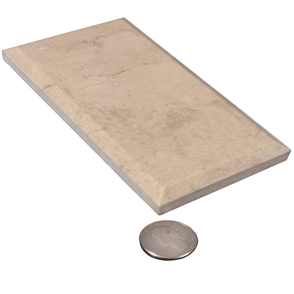 Beige 3x6 Polished Beveled Subway Marble Tile (40 pack, 5 sq ft/case) - Sample