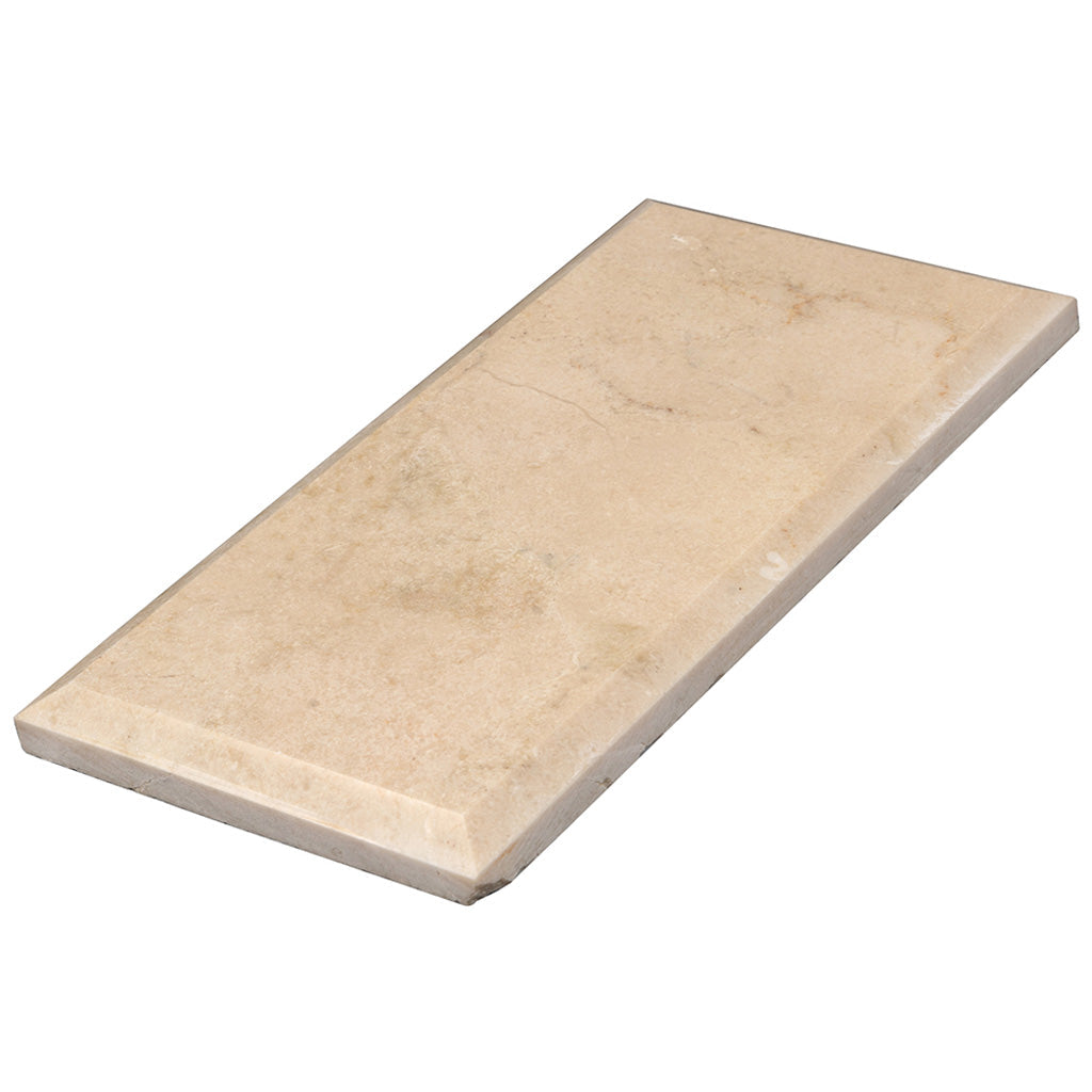 Beige 3x6 Polished Beveled Subway Marble Tile (40 pack, 5 sq ft/case) - Sample