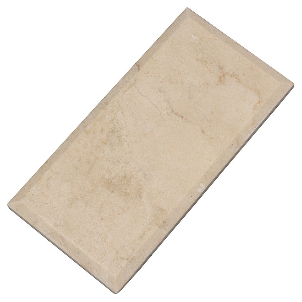 Beige 3x6 Polished Beveled Subway Marble Tile (40 pack, 5 sq ft/case) - Sample