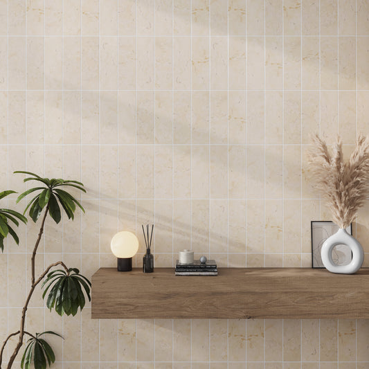 Beige 4x12 Polished Subway Marble Tile (15 pack, 5 sq ft/case) - Sample