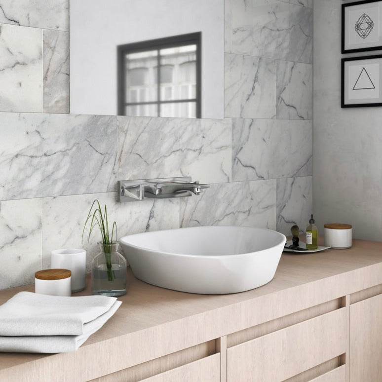 White Gray 12x24 Honed Field Marble Tile (5 pack, 10 sq ft/case) - Sample