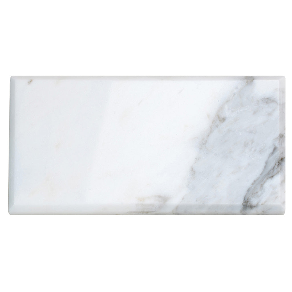White 3x6 Marble Polished Beveled Subway Tile (40 pack, 5 sq ft/case) - Sample