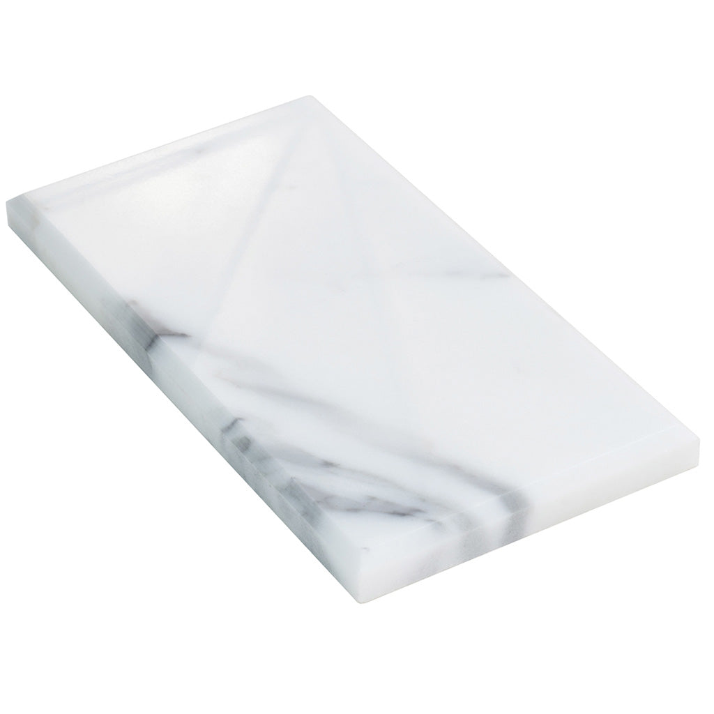 White 3x6 Marble Polished Beveled Subway Tile (40 pack, 5 sq ft/case) - Sample