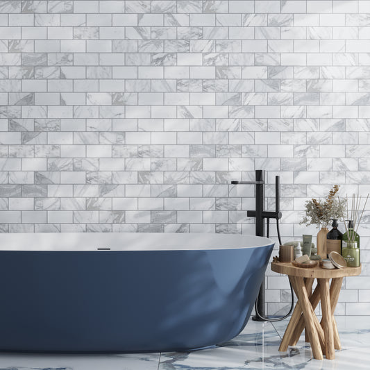 White 3x6 Honed Subway Calacatta Gold Marble Tile (40 pack, 5 sq ft/case)
