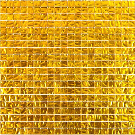 Gold 12x12 Uniform Square Glossy Glass Mosaic Tile (20 pack, 18.69 sq ft/case) - Sample